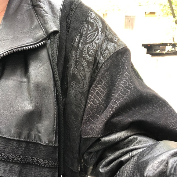 VINTAGE Black leather suede jacket - Picture 3 of 5